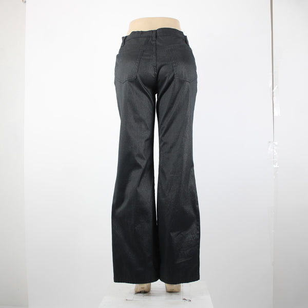 Christina V Sz 8 x 31.5 Black Gray Pinstripes Pockets Cotton Nylon Pant