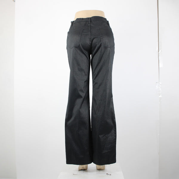 Christina V Sz 8 x 31.5 Black Gray Pinstripes Pockets Cotton Nylon Pant