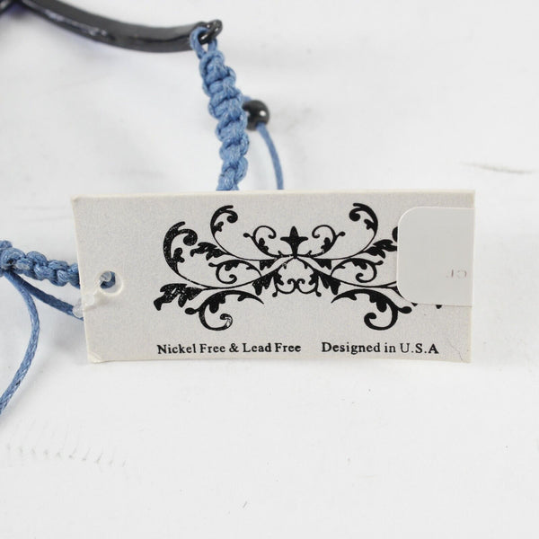 Fashion NEW $18.50 Adjustable Blue Macrame Rhinestone Cross Bracelet