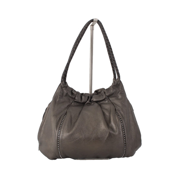 Brighton Purse 12 x 16 x 2 Brown Metallic Silver Studs Double Handles Leather