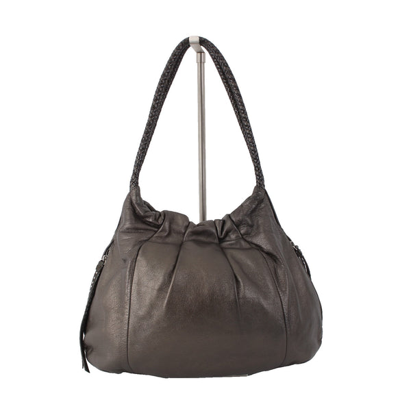 Brighton Purse 12 x 16 x 2 Brown Metallic Silver Studs Double Handles Leather