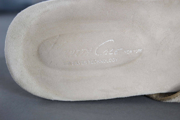 Kenneth Cole Sz 7.5/38 Beige Tan Gold Cork 2" Thong Wedge Sandals