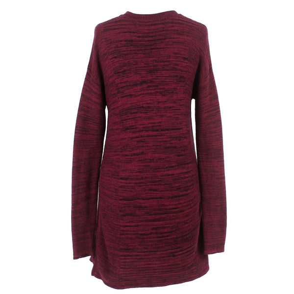 Ellen Tracy Sz M Magenta Black Textured V Neck Hi Lo Cotton Blend Sweater Dress