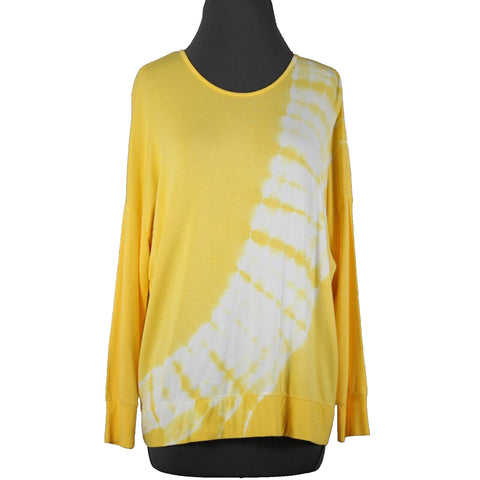 For The Republic NEW $58 Sz S Yellow White Slighty Open Back Rayon Spandex Top