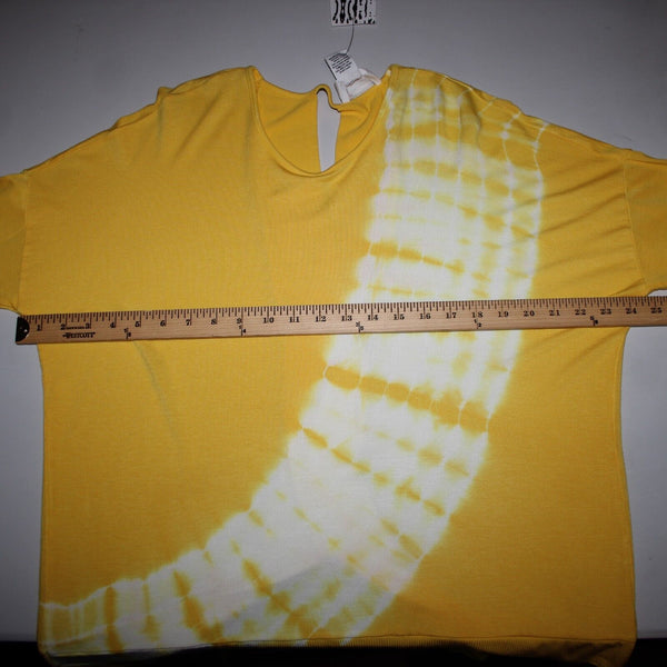For The Republic NEW $58 Sz S Yellow White Slighty Open Back Rayon Spandex Top
