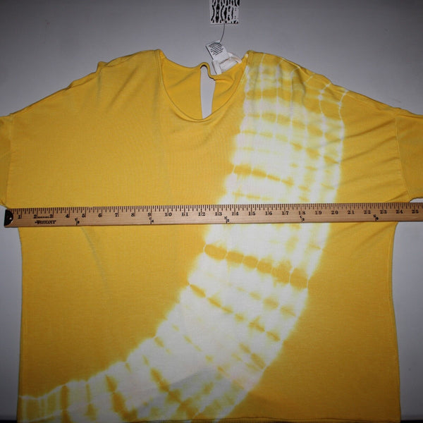 For The Republic NEW $58 Sz S Yellow White Slighty Open Back Rayon Spandex Top