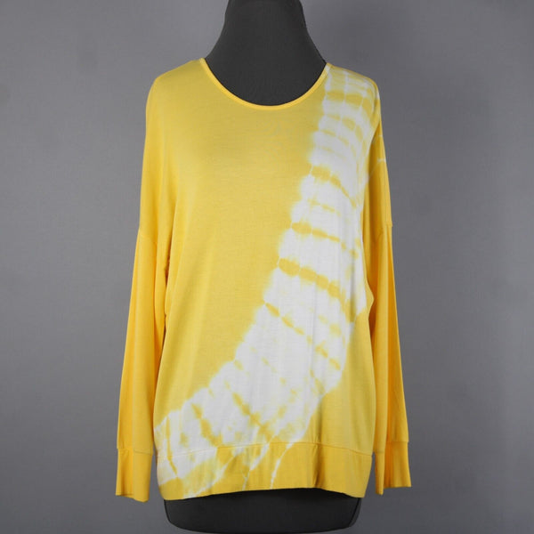 For The Republic NEW $58 Sz S Yellow White Slighty Open Back Rayon Spandex Top