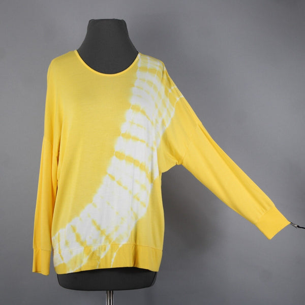 For The Republic NEW $58 Sz S Yellow White Slighty Open Back Rayon Spandex Top