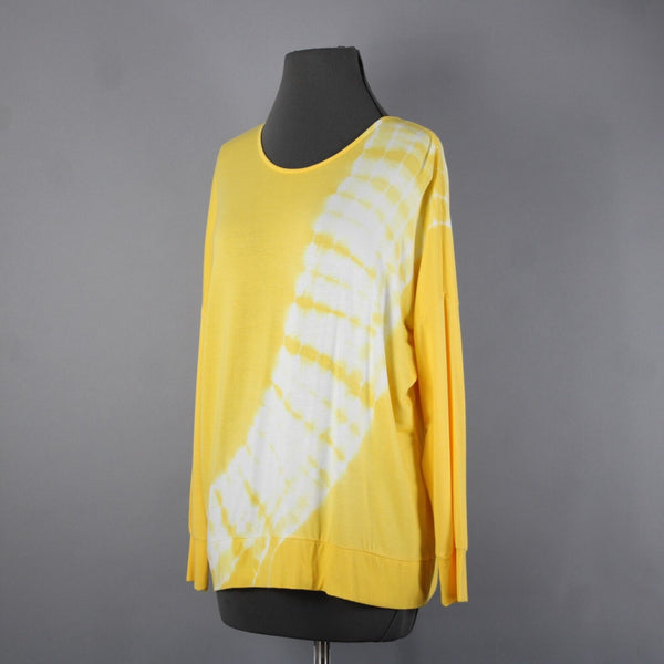 For The Republic NEW $58 Sz S Yellow White Slighty Open Back Rayon Spandex Top
