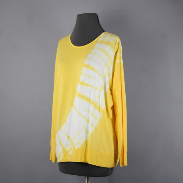 For The Republic NEW $58 Sz S Yellow White Slighty Open Back Rayon Spandex Top