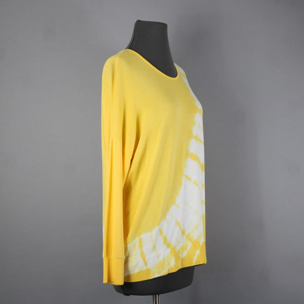 For The Republic NEW $58 Sz S Yellow White Slighty Open Back Rayon Spandex Top