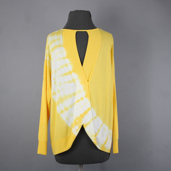 For The Republic NEW $58 Sz S Yellow White Slighty Open Back Rayon Spandex Top