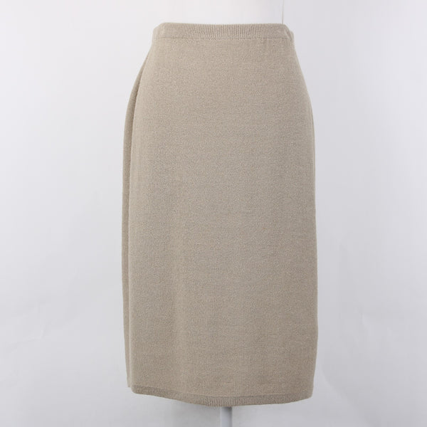Steve Fabrikant Skirt Neiman Marcus Sz S Tan Santana Knit Wool Rayon Skirt
