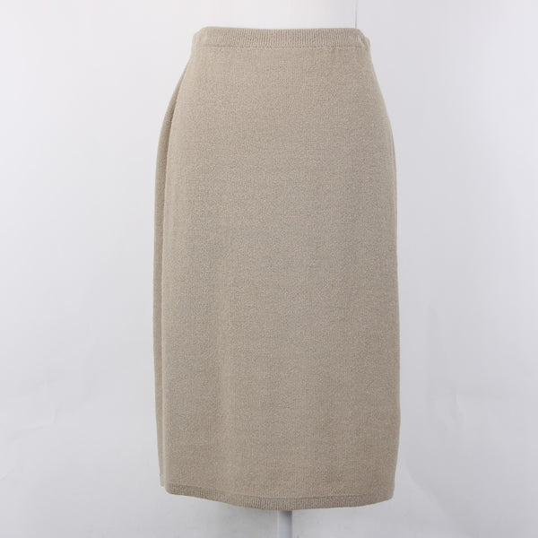 Steve Fabrikant Skirt Neiman Marcus Sz S Tan Santana Knit Wool Rayon Skirt