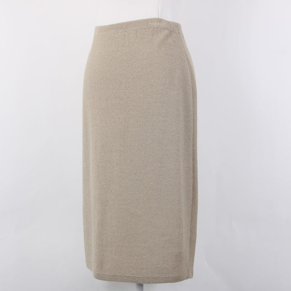 Steve Fabrikant Skirt Neiman Marcus Sz S Tan Santana Knit Wool Rayon Skirt