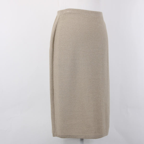 Steve Fabrikant Skirt Neiman Marcus Sz S Tan Santana Knit Wool Rayon Skirt