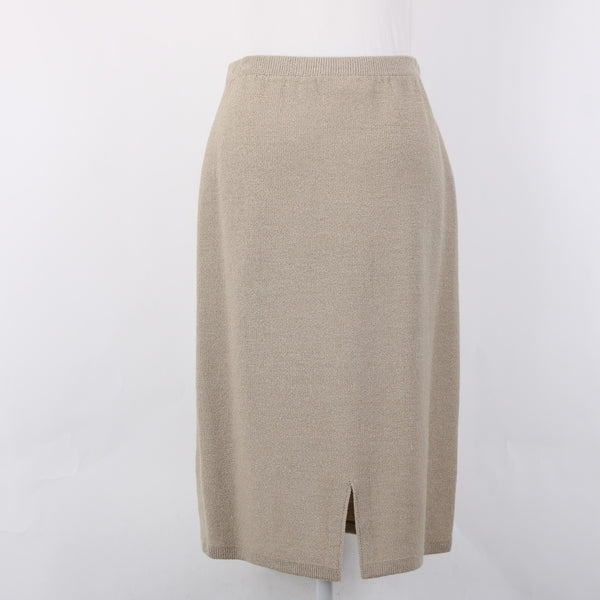 Steve Fabrikant Skirt Neiman Marcus Sz S Tan Santana Knit Wool Rayon Skirt