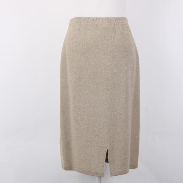 Steve Fabrikant Skirt Neiman Marcus Sz S Tan Santana Knit Wool Rayon Skirt