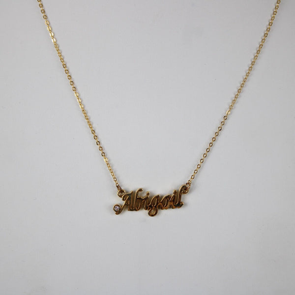 ABIGAIL NEW Name Goldtone Rhinestone Accent 14.5" w 4.5" Multi Ring Ext Necklace