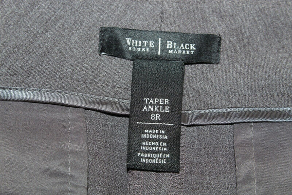 White House Taper Ankle Sz 8R x 28 Charcoal Gray Poly Blend Trouser Pant