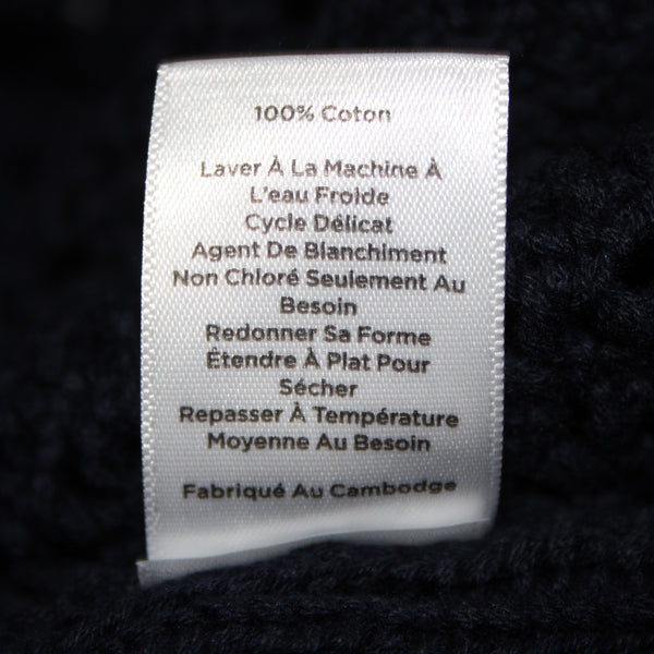 Talbots Sweater NEW $90 Sz L Navy Blue Open Weave V Neck 100% Cotton Sweater