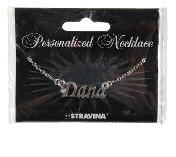 DANA NEW Name Silvertone Rhinestone 14.5" w 4.5" Multi Ring Ext Necklace