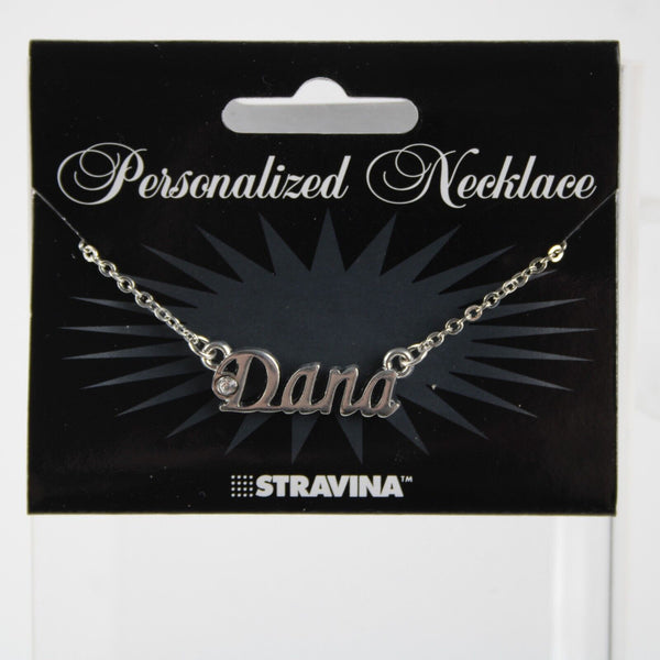 DANA NEW Name Silvertone Rhinestone 14.5" w 4.5" Multi Ring Ext Necklace
