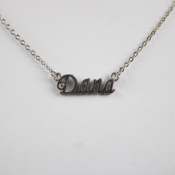 DANA NEW Name Silvertone Rhinestone 14.5" w 4.5" Multi Ring Ext Necklace