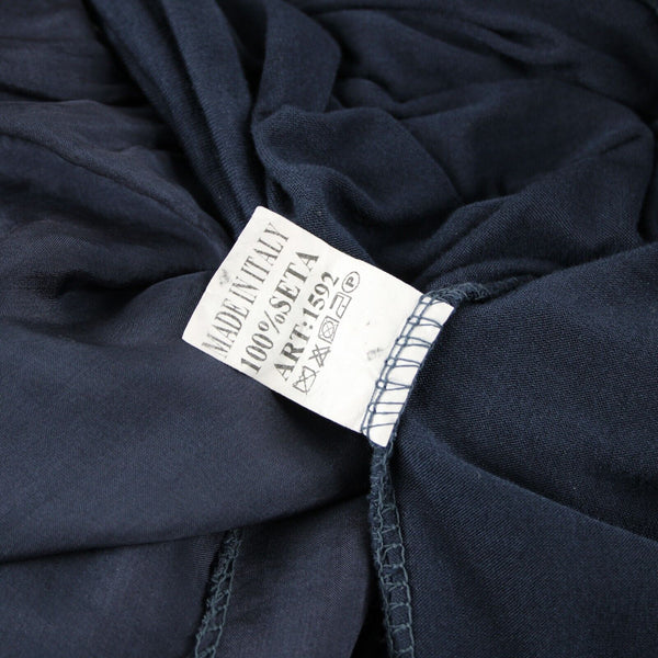 Annati NT NEW $190 Sz NS 6? Navy Blue Elastic Lined Flowy 100% Seta Silk Dress