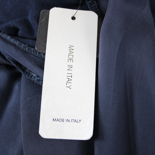Annati NT NEW $190 Sz NS 6? Navy Blue Elastic Lined Flowy 100% Seta Silk Dress