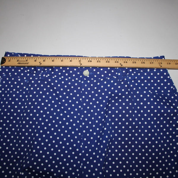 Lauren Jeans Sz 18W x 21.5 Royal Blue White Polka Dot Pocketed Cotton Capri Pant