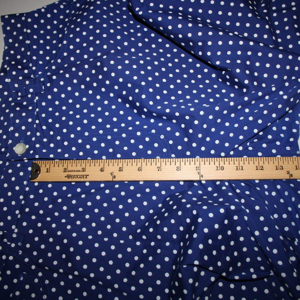 Lauren Jeans Sz 18W x 21.5 Royal Blue White Polka Dot Pocketed Cotton Capri Pant