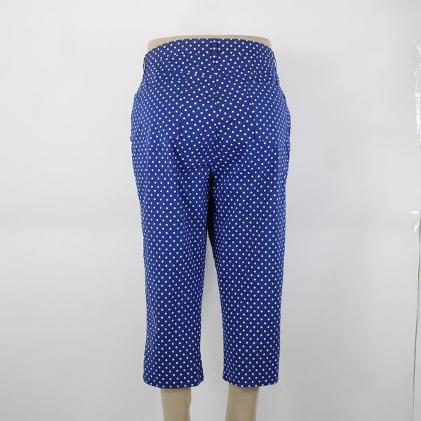 Lauren Jeans Sz 18W x 21.5 Royal Blue White Polka Dot Pocketed Cotton Capri Pant