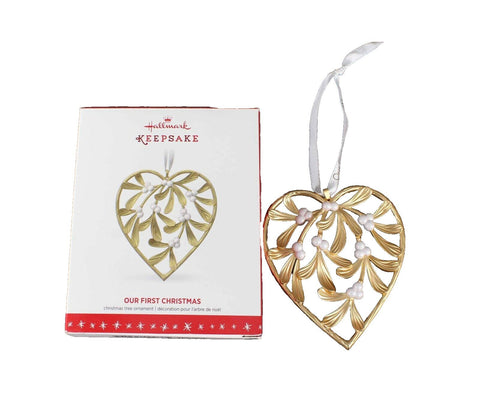 Hallmark Keepsake NEW $19 Our First Christmas Tree Mistletoe Pearl Ornament