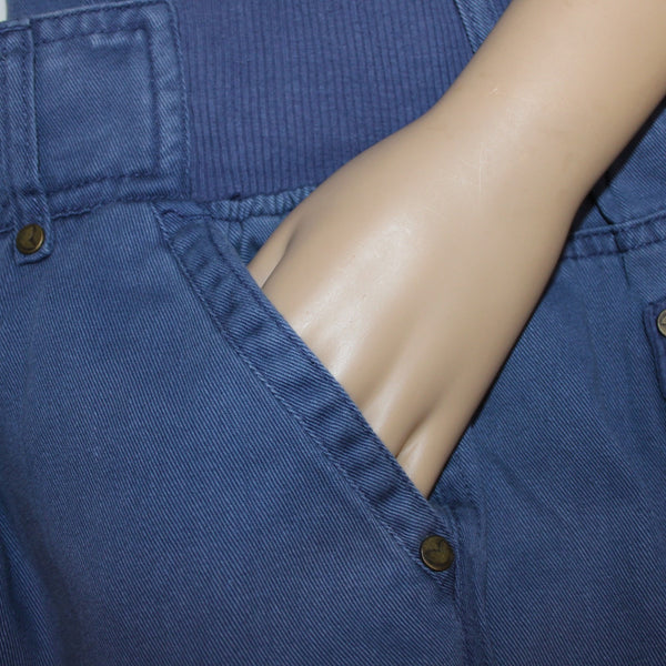 Woman Within NEW Sz 12W Blue Cargo Patch Pockets Elastic Waist 100% Cotton Pants