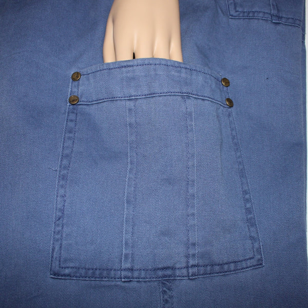 Woman Within NEW Sz 12W Blue Cargo Patch Pockets Elastic Waist 100% Cotton Pants