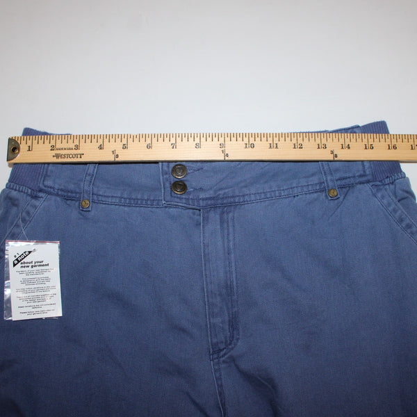 Woman Within NEW Sz 12W Blue Cargo Patch Pockets Elastic Waist 100% Cotton Pants