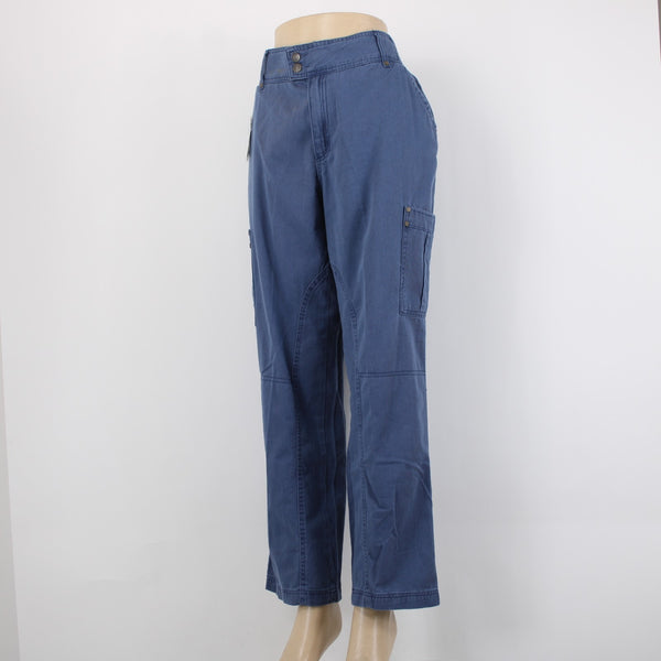 Woman Within NEW Sz 12W Blue Cargo Patch Pockets Elastic Waist 100% Cotton Pants