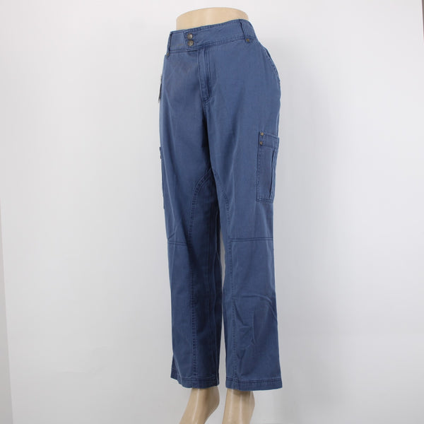 Woman Within NEW Sz 12W Blue Cargo Patch Pockets Elastic Waist 100% Cotton Pants