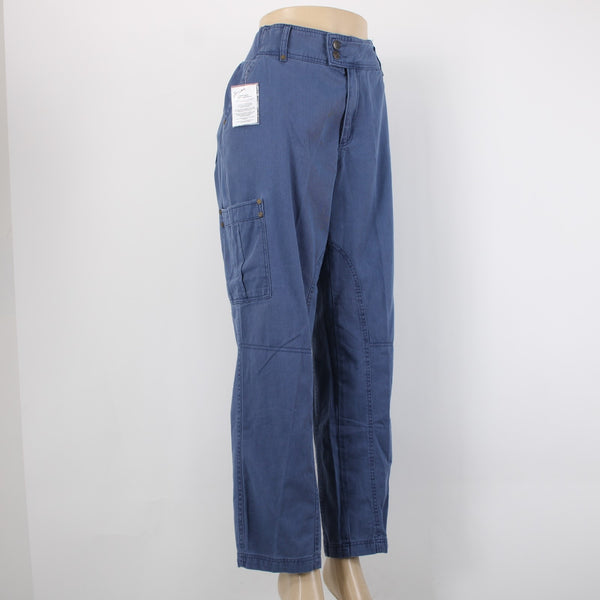 Woman Within NEW Sz 12W Blue Cargo Patch Pockets Elastic Waist 100% Cotton Pants