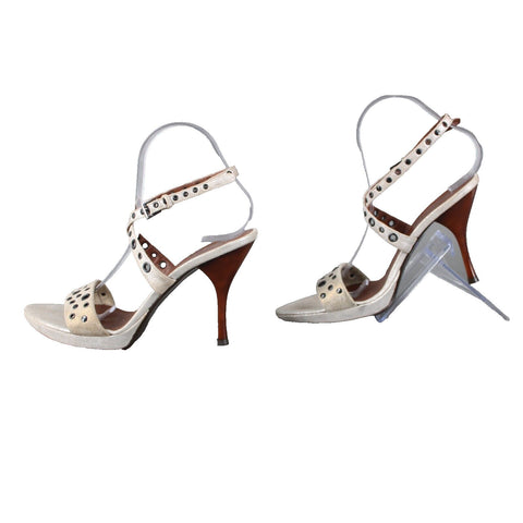 Donald J Pliner Couture NEW Sz 9 M Silver Gold Metallic Strappy Ankle 4" Heels