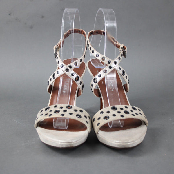 Donald J Pliner Couture NEW Sz 9 M Silver Gold Metallic Strappy Ankle 4" Heels