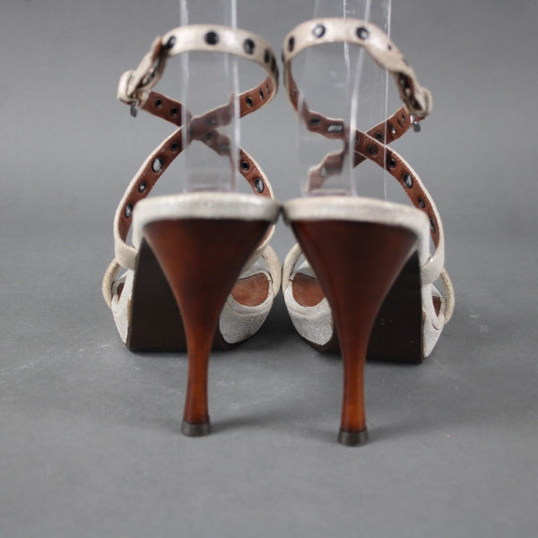 Donald J Pliner Couture NEW Sz 9 M Silver Gold Metallic Strappy Ankle 4" Heels