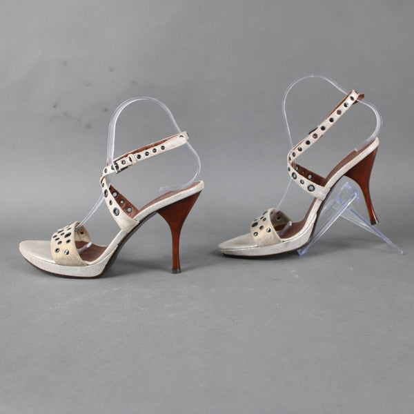Donald J Pliner Couture NEW Sz 9 M Silver Gold Metallic Strappy Ankle 4" Heels