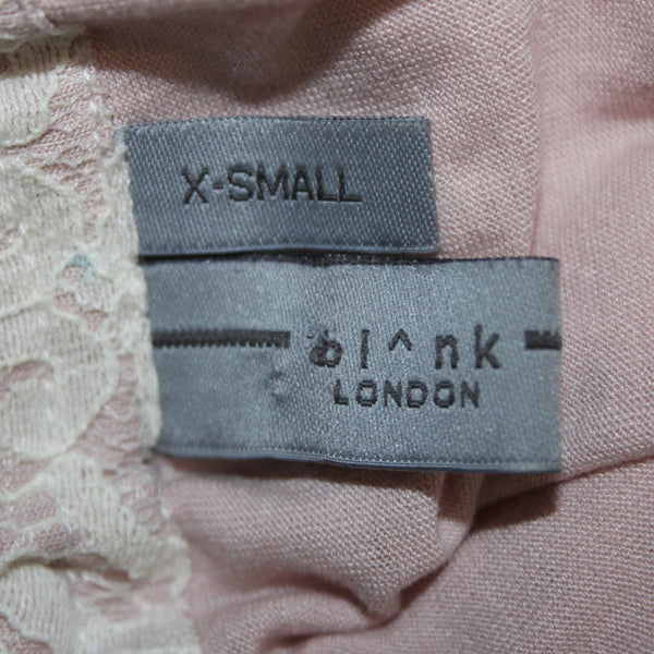 Blink London Top Sz XS Pink Cream Gold Lace Overlay Nylon Viscose Top