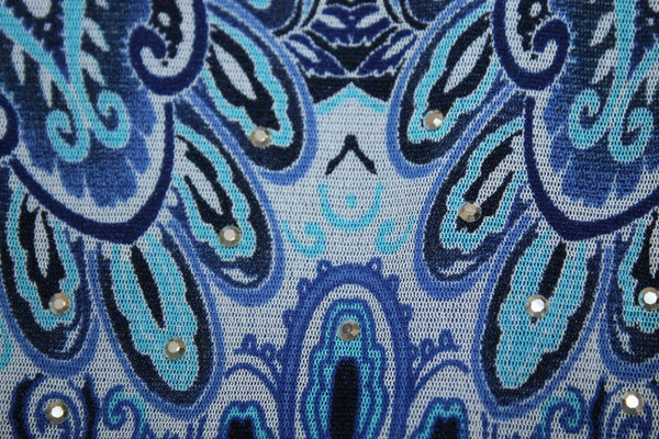 INC NEW $60 Blue Multi Sheer Rhinestones Lined 100% Nylon 100% Polyester Top