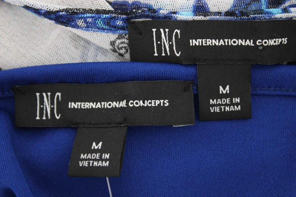 INC NEW $60 Blue Multi Sheer Rhinestones Lined 100% Nylon 100% Polyester Top