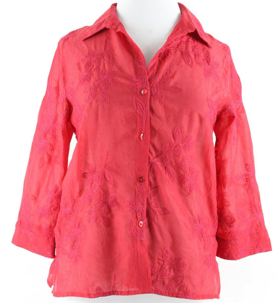 Alfred Dunner Sz 14 Magenta Pink Embroidered Texture 100% Polyester Top