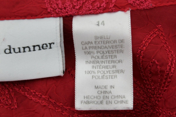 Alfred Dunner Sz 14 Magenta Pink Embroidered Texture 100% Polyester Top