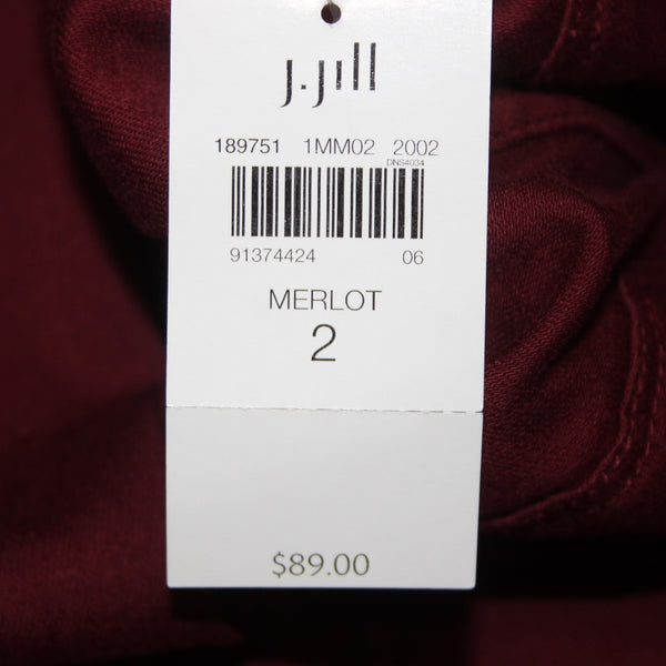 Christian Siriano J Jill Pant NEW $89 Merlot Sz 2 x 26 Burgundy Red Cotton Pant